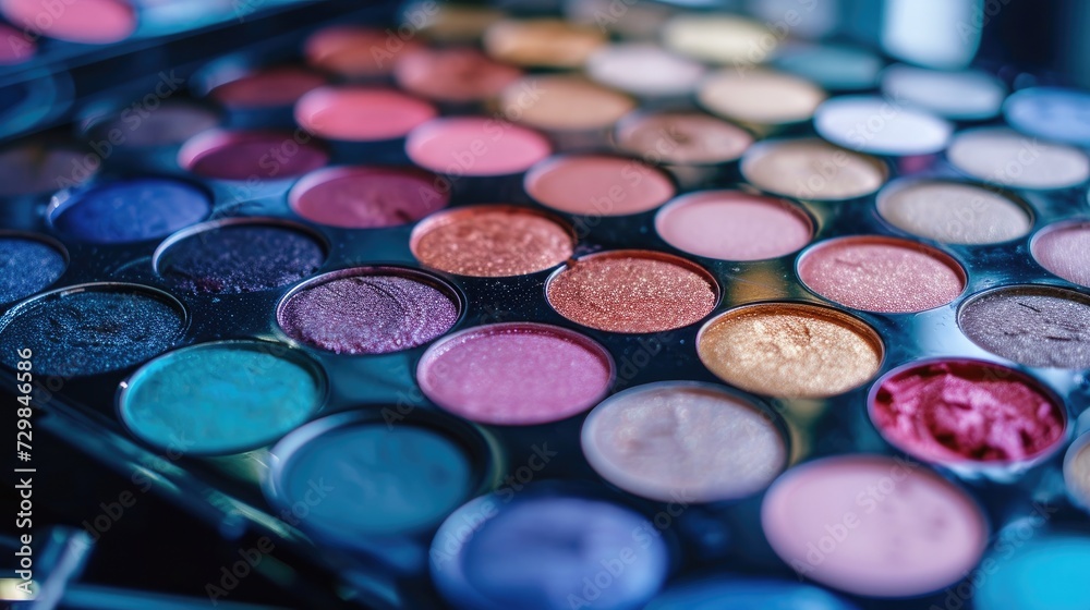 Lots of colorful make-up palettes to give you a really beautiful female face Generative AI Lots of colorful make-up palettes to give you a really beautiful female face Generative AI