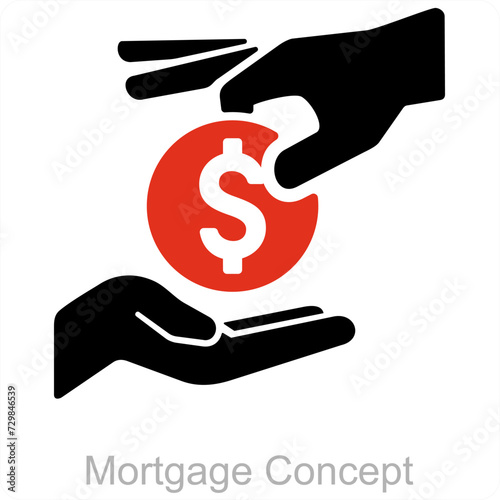 Mortgage Content and cash icon concept