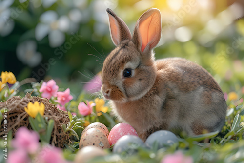 easter bunny and easter eggs © godex