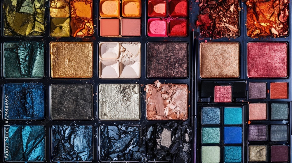 Lots of colorful make-up palettes to give you a really beautiful female face Generative AI Lots of colorful make-up palettes to give you a really beautiful female face Generative AI