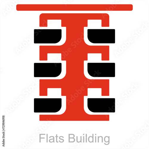 Flats Buildings and apartment icon concept