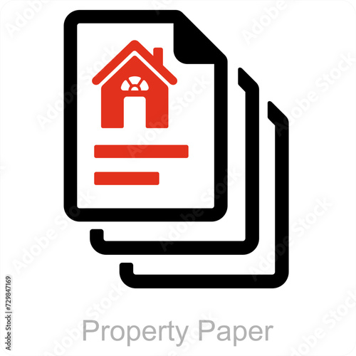Property paper and home icon concept