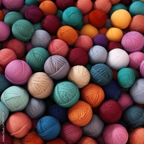 Wool balls in different colors on a textured background.
