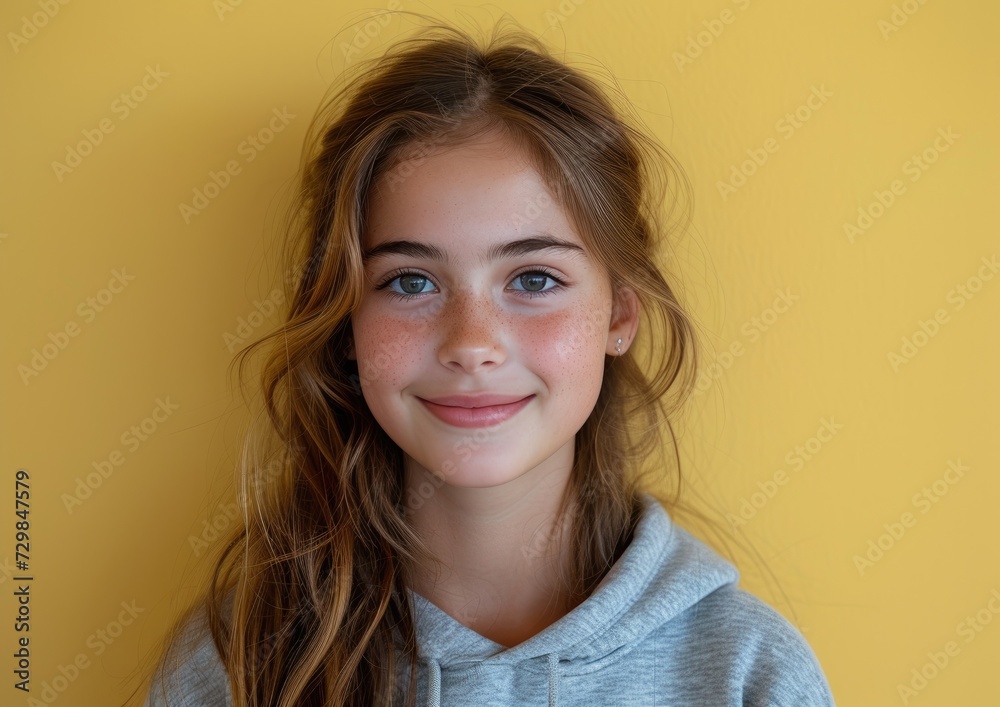 little caucasian girl with colorful sweatshirt in professional colorful photo studio background little caucasian girl with colorful sweatshirt in professional colorful photo studio background