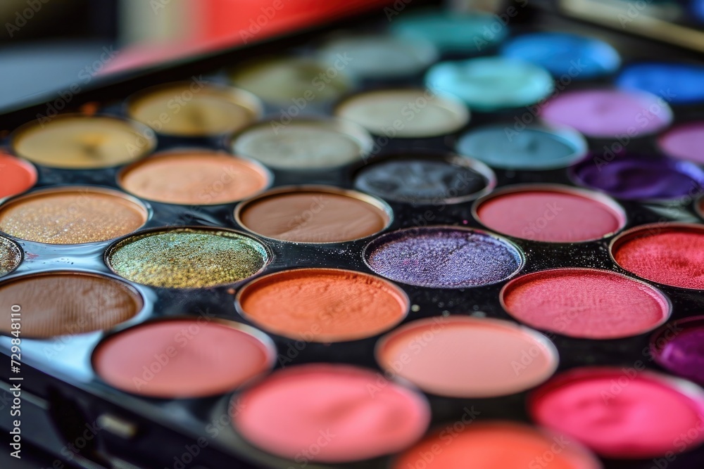Lots of colorful make-up palettes to give you a really beautiful female face Generative AI Lots of colorful make-up palettes to give you a really beautiful female face Generative AI