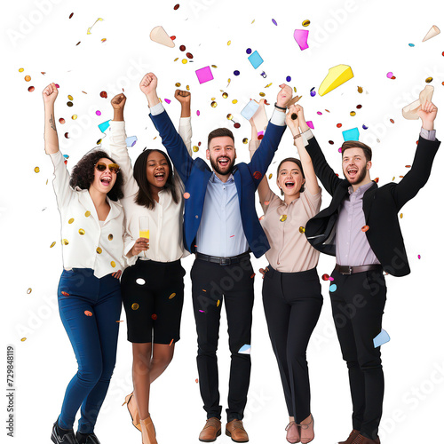 Business team celebrating an employees work.