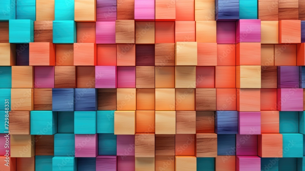 Abstract block stack wooden 3d cubes, colorful wood texture for backdrop Abstract block stack wooden 3d cubes, colorful wood texture for backdrop