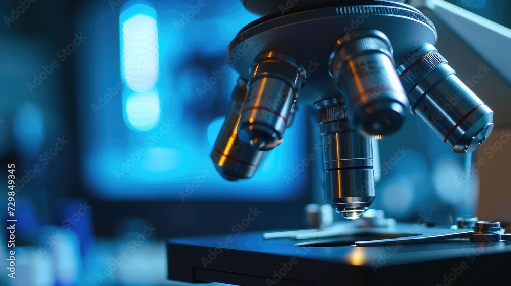 Fototapeta premium Microscopic examination during which they can look at bacteria and viruses Generative AI