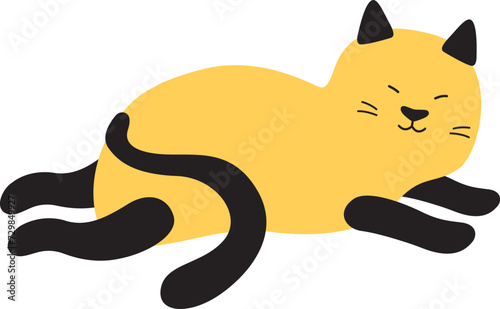 Cat Sleeping Hand Drawn