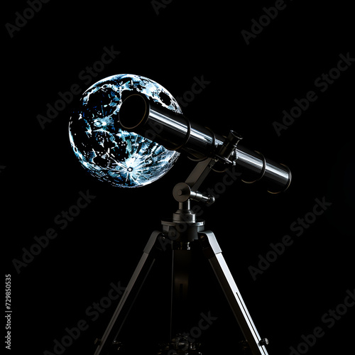 Telescope with the moon behind it  photo