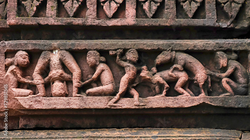 Erotic Carvings on the Char Khamba Jain Temple, Peenjana, Baran, Rajasthan, India.