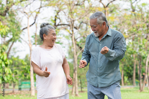 senior couple dancing together in the park © offsuperphoto