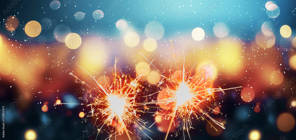 christmas lights bokeh with sparklers, celebrate background christmas lights bokeh with sparklers, celebrate background