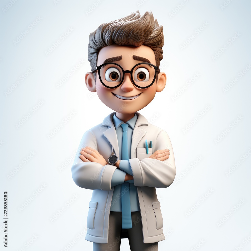 Cartoon Doctor Rendered in 3D Against White Cartoon Doctor Rendered in 3D Against White
