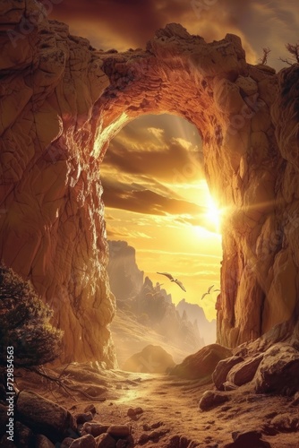 Gates of Heaven  A Majestic Entrance Evoking a Sense of Divine Splendor and Ethereal Beauty.