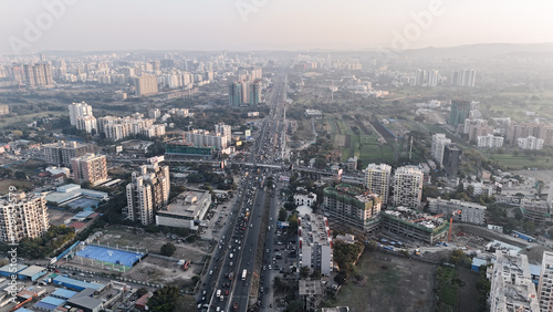 Aerial drone view of wakad pune bridge  © Sunaina