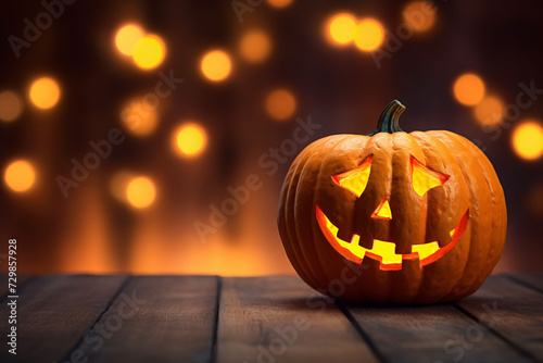 halloween pumpkin on a dark halloween background 