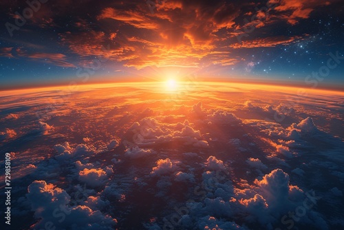 Rising Sun Over the Clouds A Stunning View of the Earth s Atmosphere Generative AI