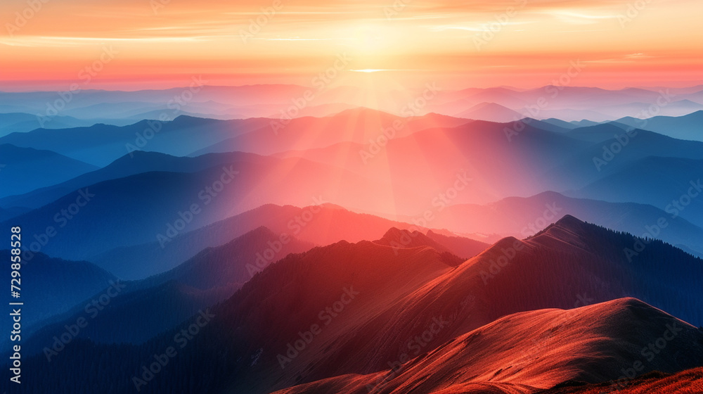 A sunrise over the mountains