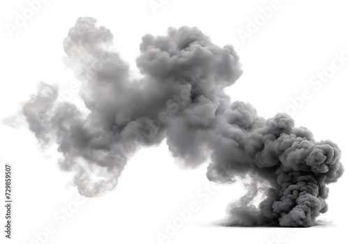 Grey smoke, isolated on a white background