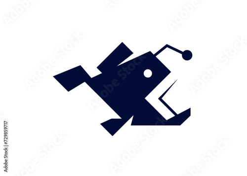 Vector angler fish, Geometric light fish logo,