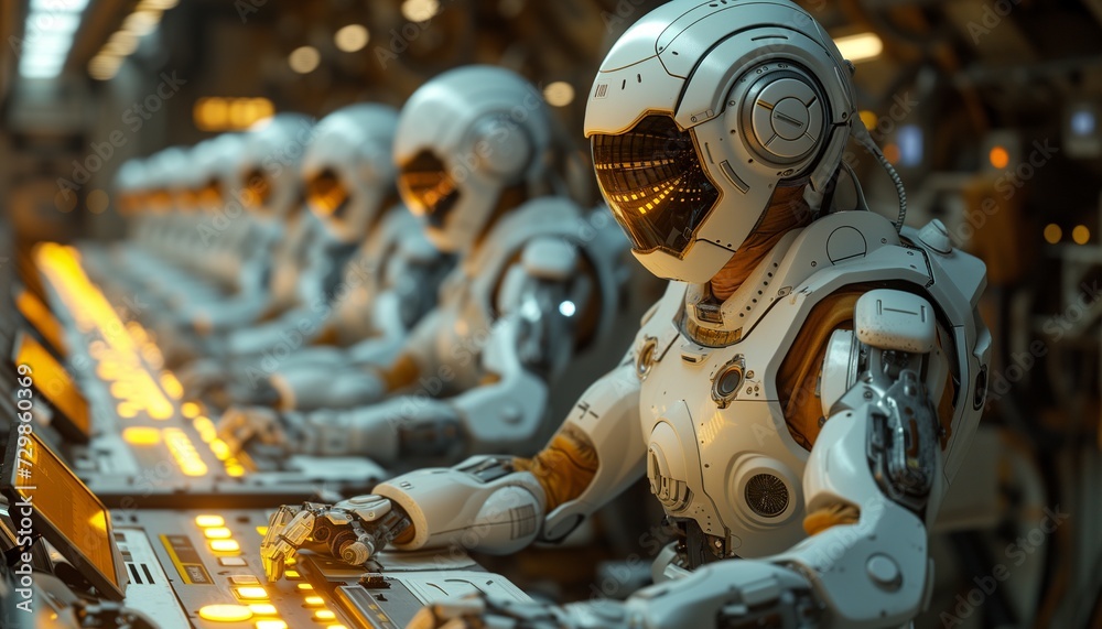 Fototapeta premium Robots Efficiently Working on Factory Production Line