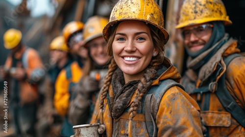 Women in Hard Hats A Construction Crew's Smiling Face Generative AI