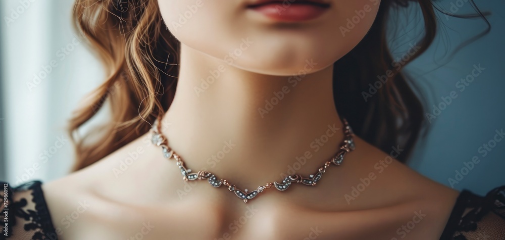 The girls neck is an extraordinarily beautiful necklace