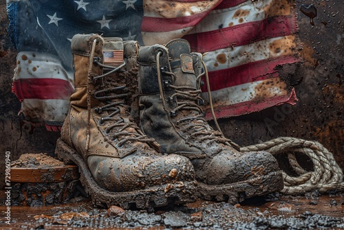 Dirty Boots on a Flag A Patriotic Statement Generative AI