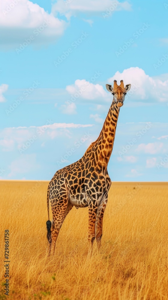 Fototapeta premium Safari vacation greeting card template, blank space for text, colorful, bright, professional photo