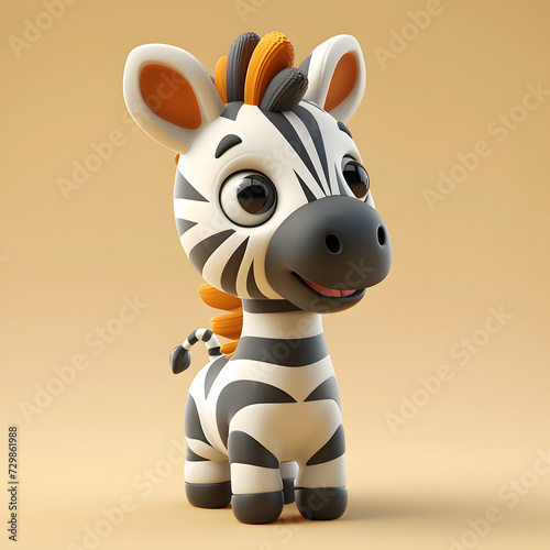 3d logo of Cute zebra cartoon vector icon illustration. animal nature icon concept isolated premium vector