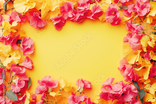 Bright floral frame. Copy space for text