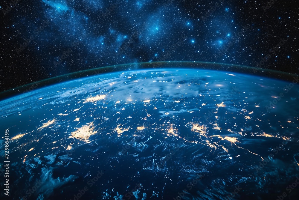 Obraz premium Glowing Earth A Stellar Nighttime View Generative AI