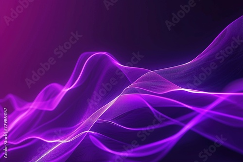 Blue and Purple Wave Fractal Abstract Background with Smoke and Energy Lines Illustration.flowing neon wave purple