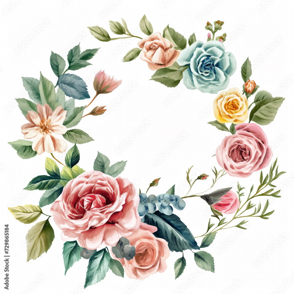 Aesthetic watercolor flower frame clipart, pastel, watercolor nature illustration