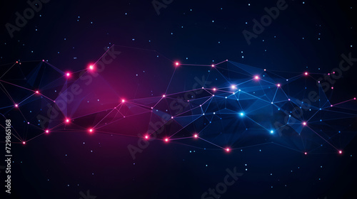 Abstract network connections with nodes and lines on dark background