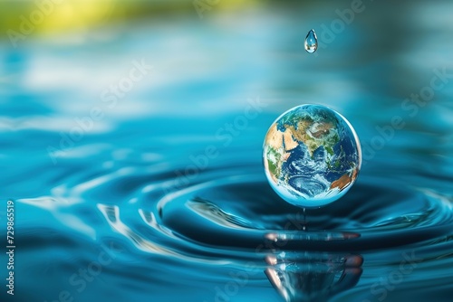 Earth's Liquid A Clear Water Drop Glistens on a Green Leaf, Reflecting the Beauty of Nature Environmental concept