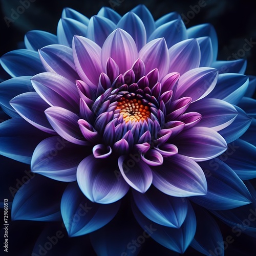 Close-Up View of a Vibrant Purple Dahlia Flower Bloom in Full Detail