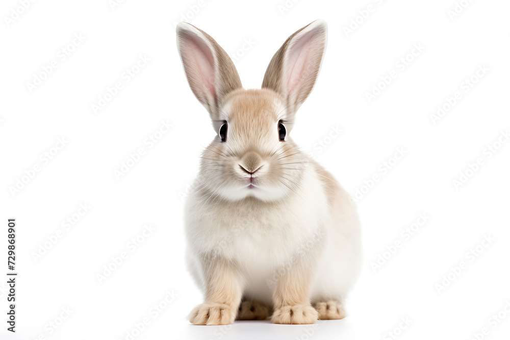 easter bunny On a cute, fluffy white background. Animal symbols of Easter