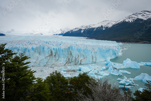 Glacier Wide Angle with Snowy Mountains - Perito Moreno Glacier, Patagonia 