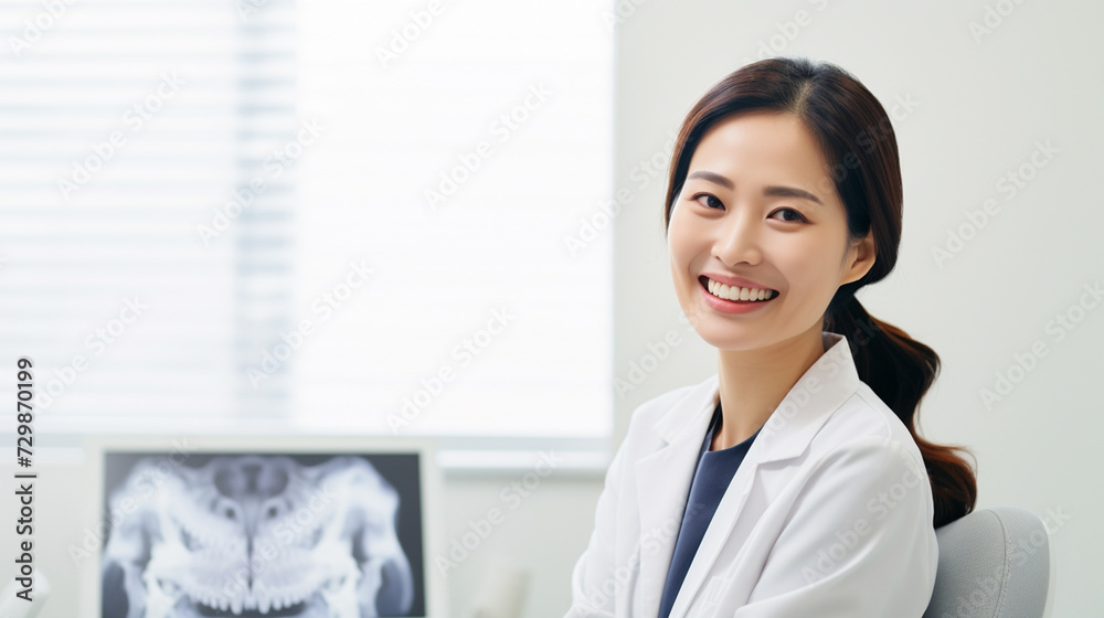 Portrait Of Beautiful Professional female dentist In Dental Clinic. 