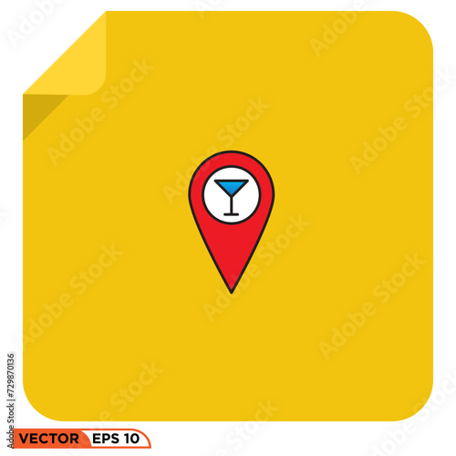 Free Download Cafe location mark icon design vector graphic of template, sign and symbol, flat icon  - GFXLoad