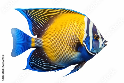 Tropical fish blue-yellow isolated on white. © Maroubra Lab
