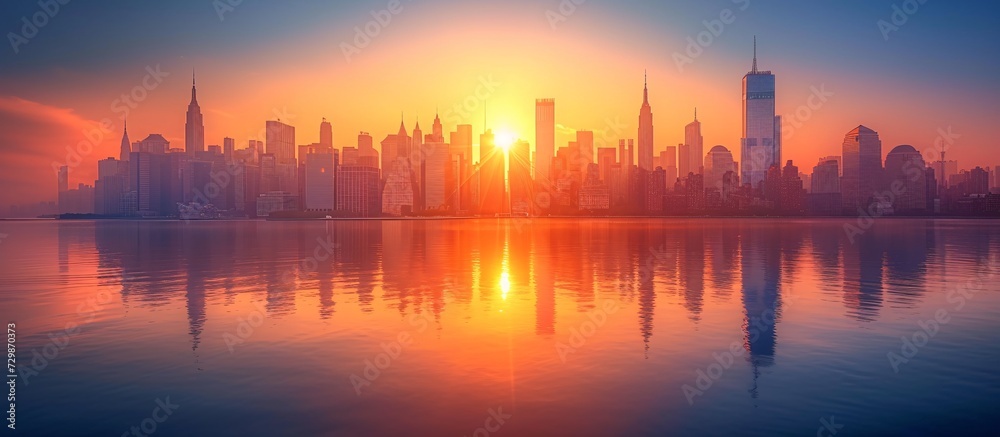 Sunrise in the City A Glimpse of the Skyline During the Month of Love Generative AI
