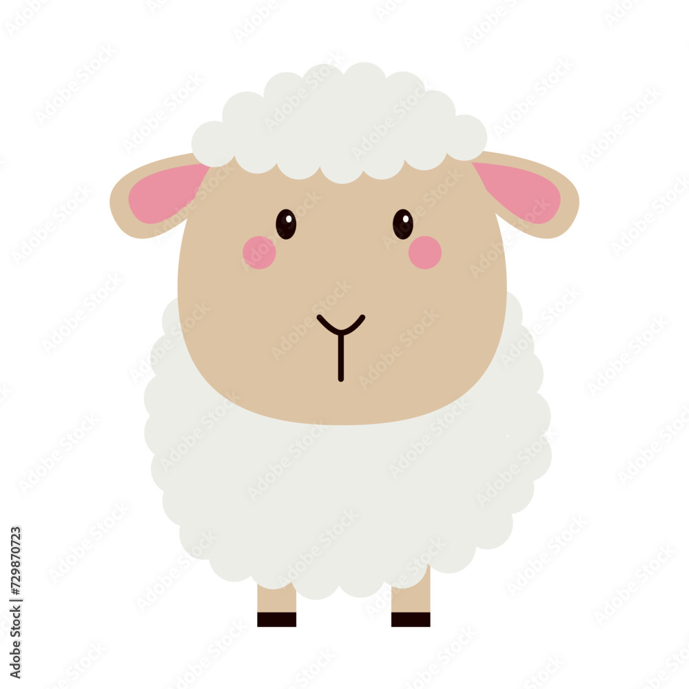 Sheep lamb standing icon. Cute round face head. Cloud shape hair fur. Cartoon kawaii funny baby character. Nursery decoration. Sweet dreams. Flat design. White background. Isolated. Sheep lamb standing icon. Cute round face head. Cloud shape hair fur. Cartoon kawaii funny baby character. Nursery decoration. Sweet dreams. Flat design. White background. Isolated.