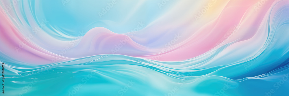 colorful abstract painting with flowing waves in blue, pink, and purple. The colors blend seamlessly into one another, creating a dynamic and vibrant piece of art