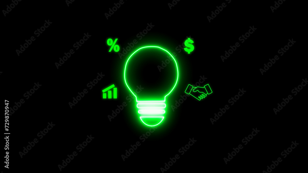 Cool glow of light bulb and energy electric concept with growth graph ,dollar and business man icon success illustration concept. Cool glow of light bulb and energy electric concept with growth graph ,dollar and business man icon success illustration concept.