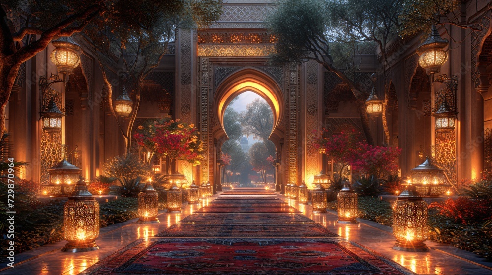 Arabian Nights A Glowing Pathway to a Majestic Archway Generative AI