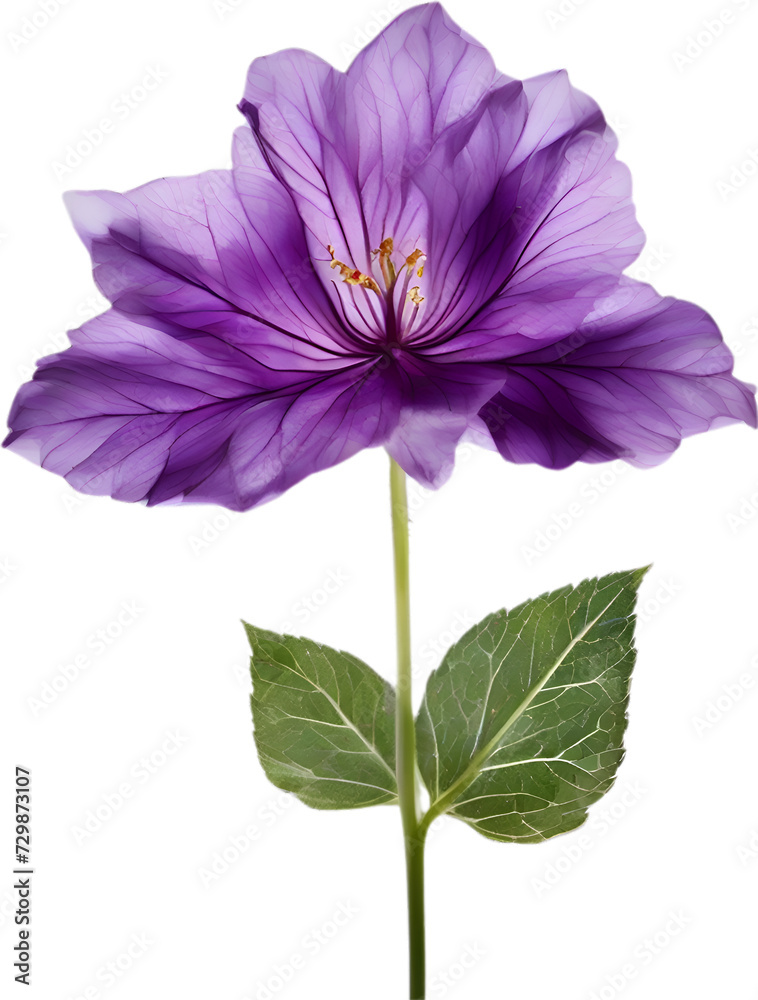 Violet flower. Close-up glowing translucent violet color flower. Violet flower. Close-up glowing translucent violet color flower.