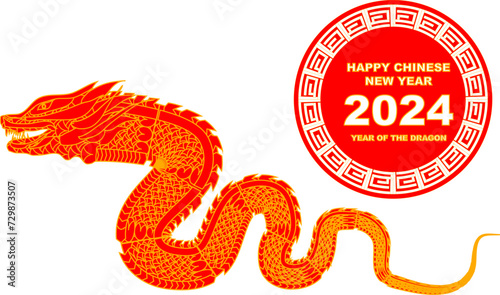 vector chinese happy new year 2024 year of dragon